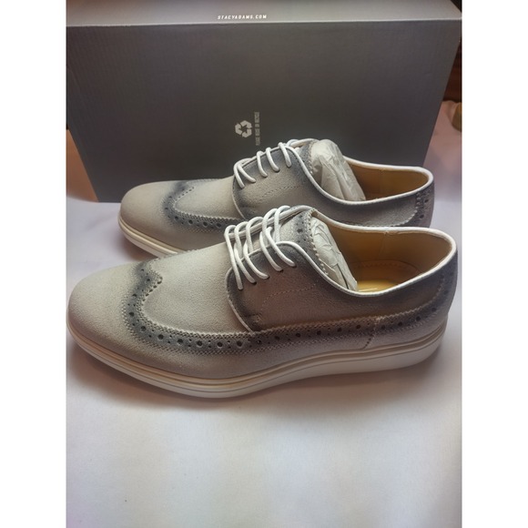 Stacy Adams Other - Stacy Adams Mens Grey Suede Wingtip Oxford Dress Shoes Memory Foam Insole